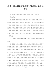 在第二批主题教育学习研讨暨动员大会上的讲话