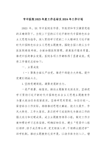 市中医院2023年度工作总结及2024年工作计划