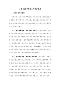 全市20XX年安全生产工作总结