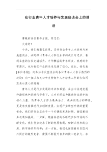 在行业青年人才培养与发展座谈会上的讲话