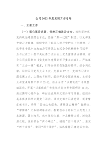 公司20XX年度党建工作总结