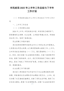 市民政局2025年上半年工作总结与下半年工作计划
