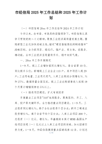 市经信局2025年工作总结和2025年工作计划