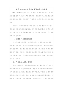 关于20XX年度人大代表建议办理工作总结