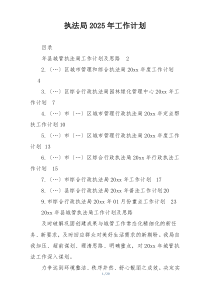 执法局2025年工作计划
