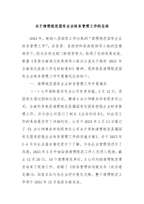 关于清理规范国有企业财务管理工作的总结