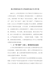 某公司纪委2023年工作总结和2024年工作计划