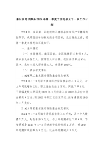 某区医疗保障局2024年第一季度工作总结及下一步工作计划
