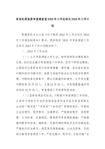 某县纪委监委审查调查室2023年工作总结及2024年工作计划