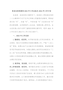 某县自然资源局2023年工作总结及2024年工作计划