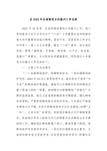 区20XX年全面推进乡村振兴工作总结