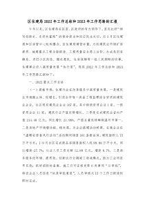 区住建局20XX年工作总结和20XX年工作思路的汇报