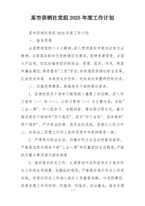 某市供销社党组2025年度工作计划