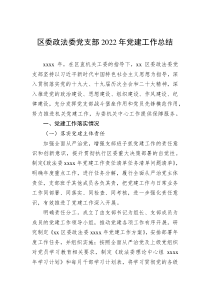 区委政法委党支部20XX年党建工作总结