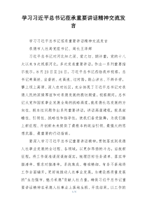 学习习近平总书记莅承重要讲话精神交流发言