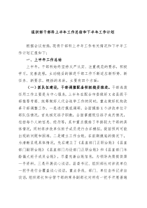 组织部干部科上半年工作总结和下半年工作计划