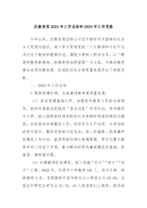 区教育局20XX年工作总结和2024年工作思路