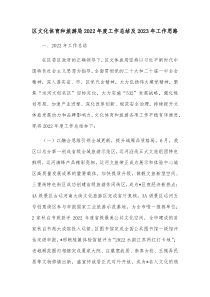 区文化体育和旅游局20XX年度工作总结及20XX年工作思路
