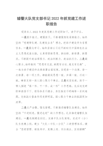 辅警大队党支部书记20XX年抓党建工作述职报告
