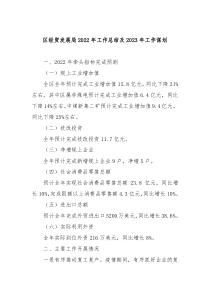 区经贸发展局20XX年工作总结及20XX年工作谋划
