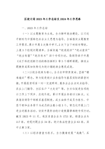 区统计局20XX年工作总结及2024年工作思路