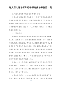 选人用人选培育年轻干部选拔培养使用计划