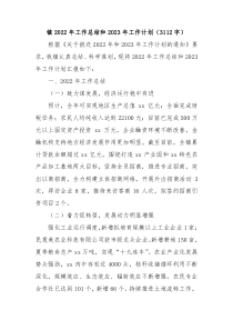 镇2022年工作总结和2023年工作计划