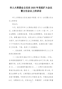 市人大常委会主任在2025年党组扩大会议暨主任会议上的讲话