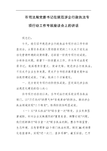 市司法局党委书记在规范涉企行政执法专项行动工作专班座谈会上的讲话