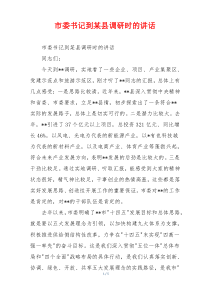 市委书记到某县调研时的讲话