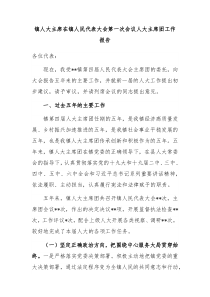 镇人大主席在镇人民代表大会第一次会议人大主席团工作报告