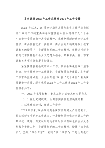 县审计局20XX年工作总结及2024年工作安排