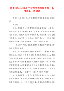 市委书记在2025年全市党建引领乡村共富推进会上的讲话
