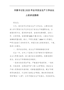 市委书记在2025年全市安全生产工作会议上的讲话提纲