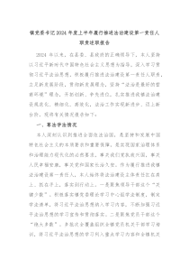 镇党委书记2024年度上半年履行推进法治建设第一责任人职责述职报告