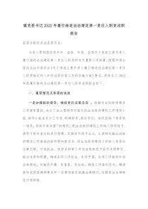 镇党委书记20XX年履行推进法治建设第一责任人职责述职报告
