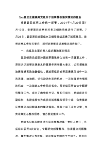 Xxx县卫生健康局党组关于巡察整改落实情况的报告