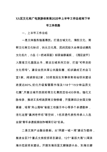 XX区文化和广电旅游体育局2025年上半年工作总结和下半年工作思路