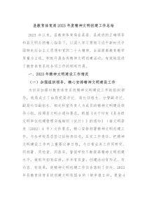 县教育体育局20XX年度精神文明创建工作总结