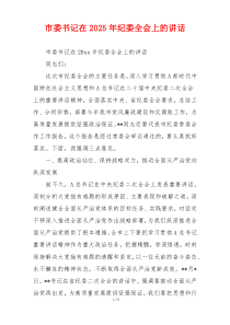 市委书记在2025年纪委全会上的讲话