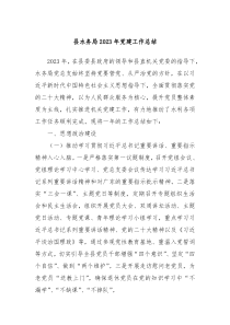 县水务局20XX年党建工作总结