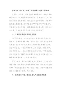 县统计局2024年上半年工作总结暨下半年工作安排