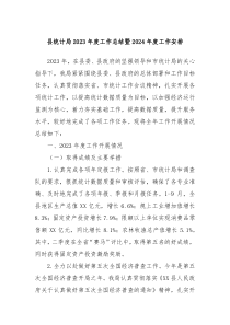 县统计局20XX年度工作总结暨2024年度工作安排