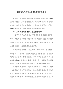 镇全面从严治党主体责任落实情况报告