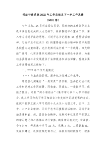 司法局20XX年工作总结及下一步工作思路