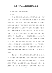 市委书记在水利局调研的讲话