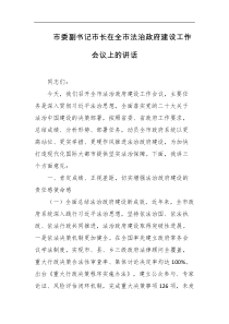 市委副书记市长在全市法治政府建设工作会议上的讲话