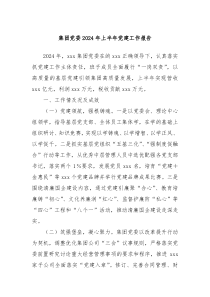集团党委2024年上半年党建工作报告