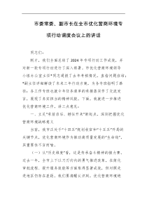 市委常委副市长在全市优化营商环境专项行动调度会议上的讲话