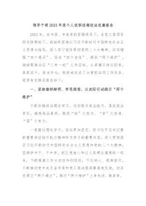领导干部20XX年度个人述职述德述法述廉报告